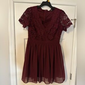 Lulu’s Lace Burgundy Dress